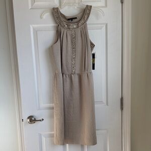 ANTONIO MELANI Beige Embellished Midi Dress